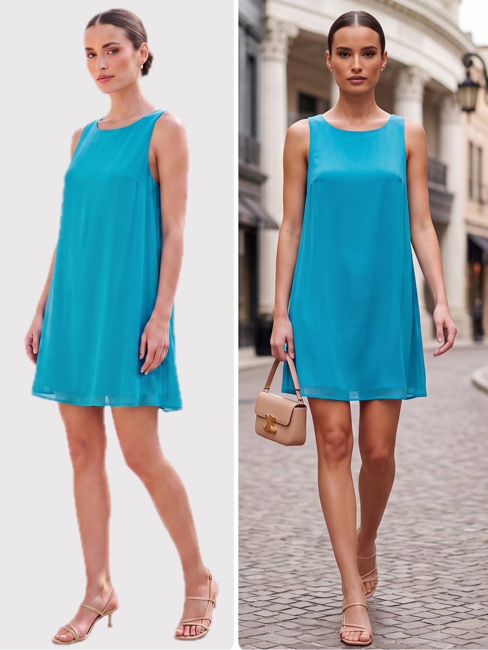 Alice + Olivia SILK Teal Sleeveless Racerback Mini Shift Dress NWT $275